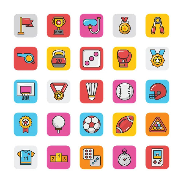 Spor ve oyunlar düz Vector Icons 2 Set