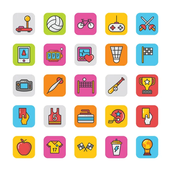 3 Spor ve oyunlar düz Vector Icons Set