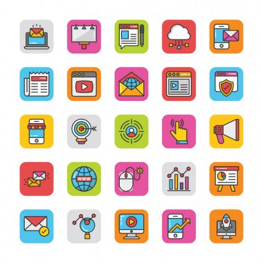 Dijital ve Internet pazarlama Vector Icons Set 1