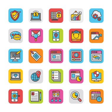 Dijital ve Internet pazarlama Vector Icons Set 4