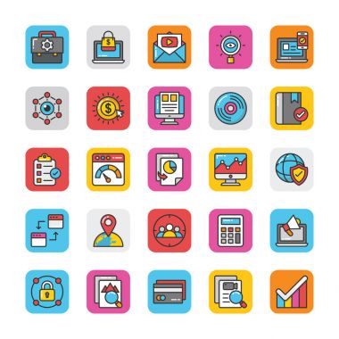 Dijital ve Internet pazarlama Vector Icons Set 5