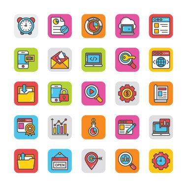 Dijital ve Internet pazarlama Vector Icons Set 6