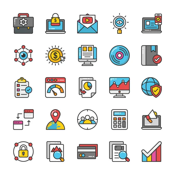 Dijital ve Internet pazarlama Vector Icons Set 5 — Stok Vektör