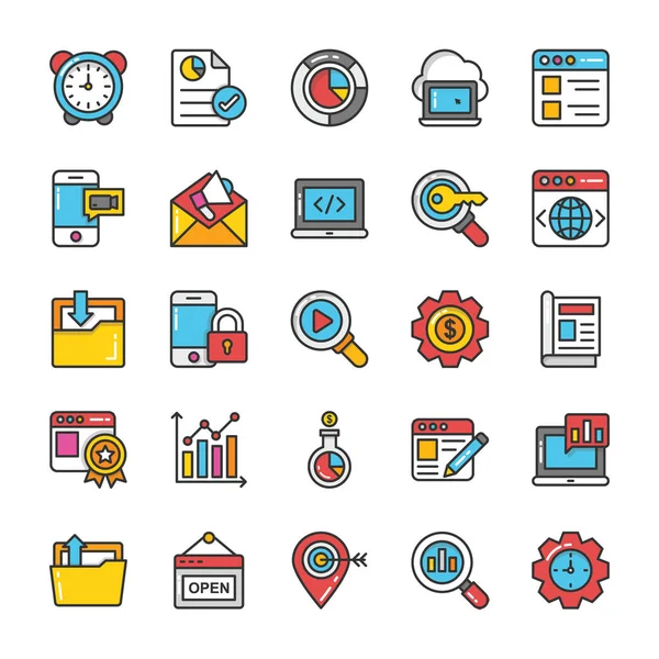 Dijital ve Internet pazarlama Vector Icons Set 6