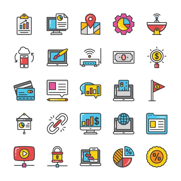 Dijital ve Internet pazarlama Vector Icons Set 8