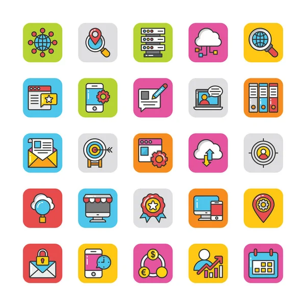 Dijital ve Internet pazarlama vektör simgeler kümesi 3