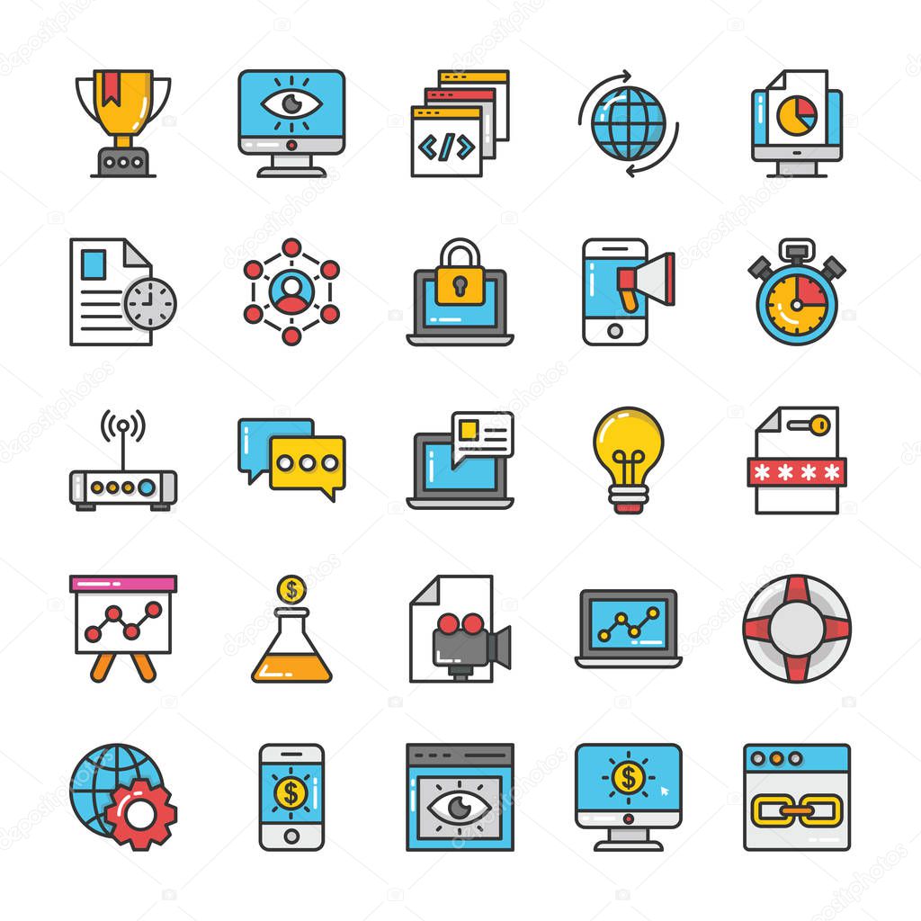 Digital and Internet Marketing Vector Icons Set 2