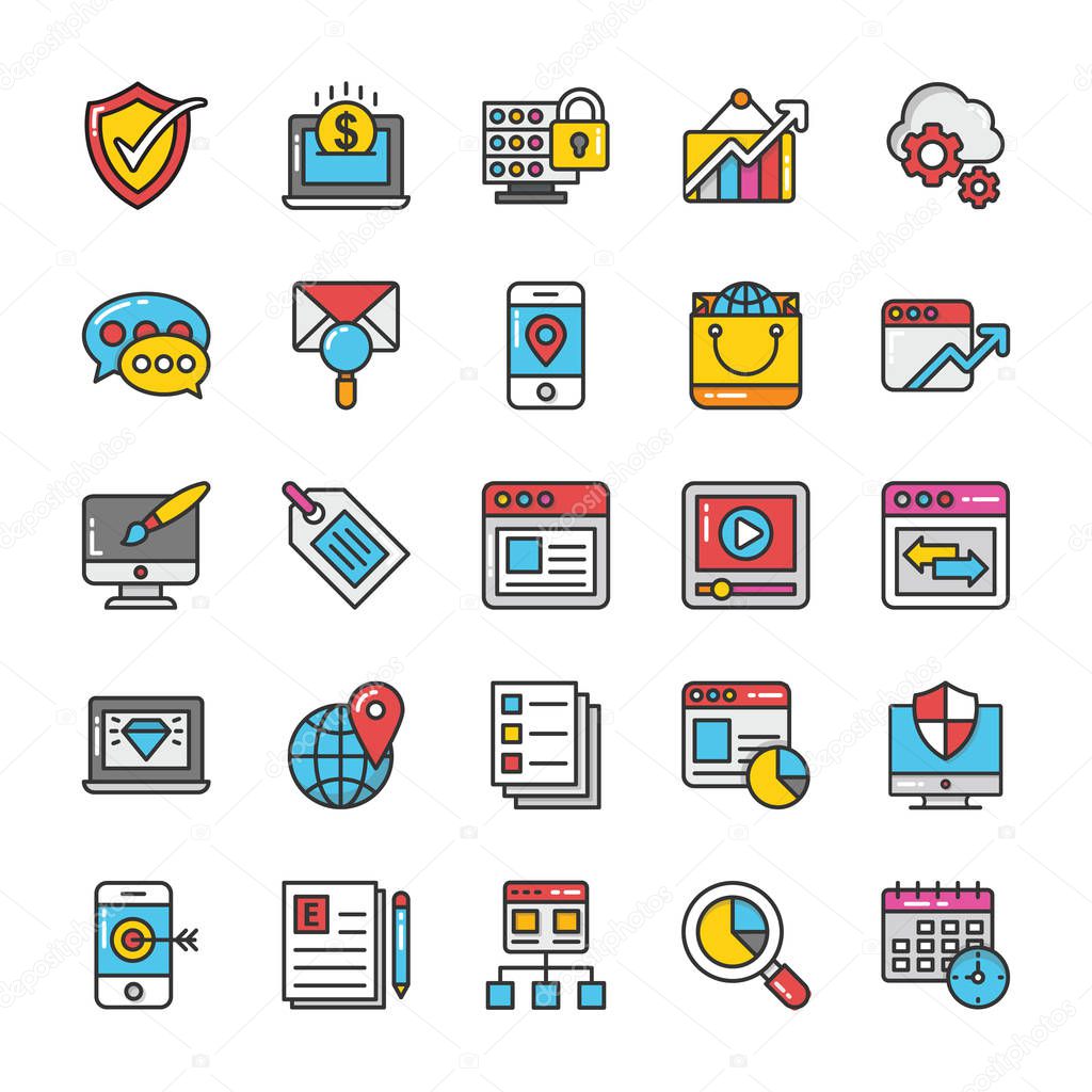 Digital and Internet Marketing Vector Icons Set 4