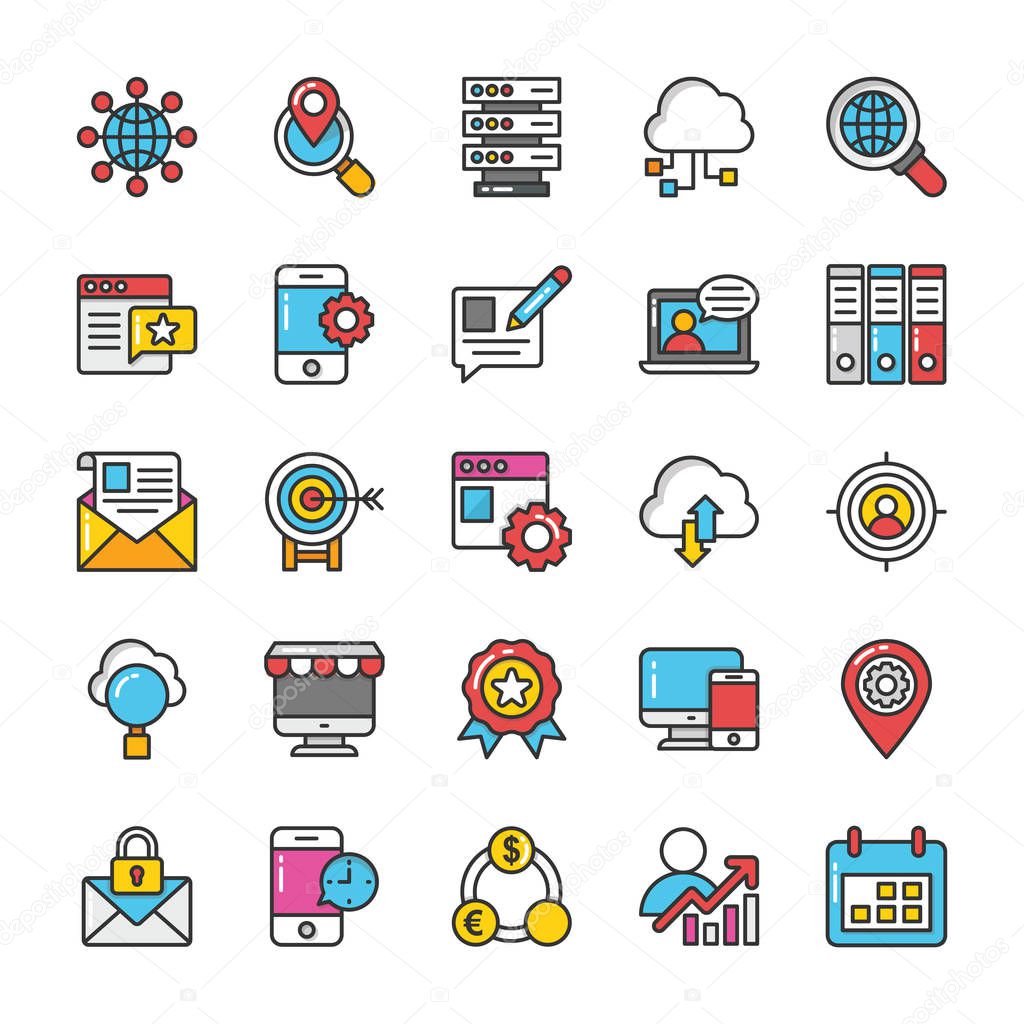 Digital and Internet Marketing Vector Icons Set 3