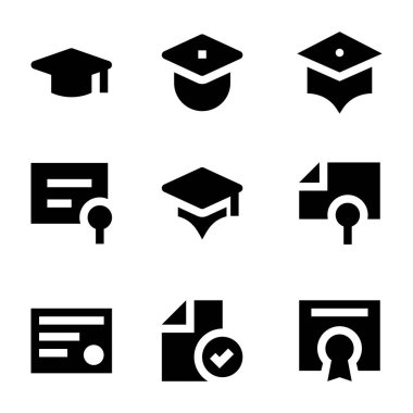 Kolej, derece, Diploma, sertifika vektör simgeler 2