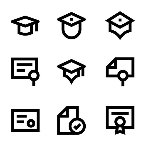 Mortarboard, Degree, Diploma, Certificate Vector Icons 1 — Stock Vector