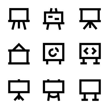 Öğretim, beyaz tahta vektör simgeler 1