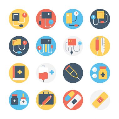 Tıbbi dairesel renk vektör simgeler kümesi