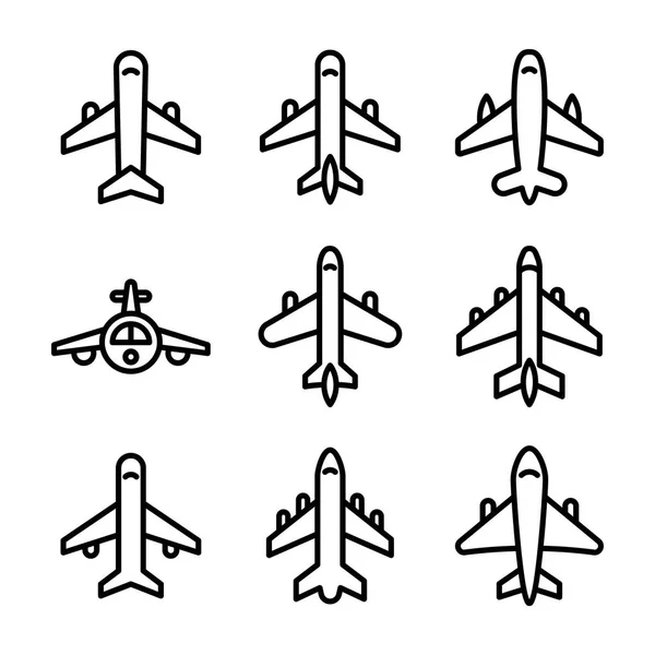 Conjunto de iconos vectoriales de línea de avión — Vector de stock