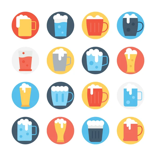 Ensemble d'icônes vectorielles de couleur circulaire pour boissons — Image vectorielle