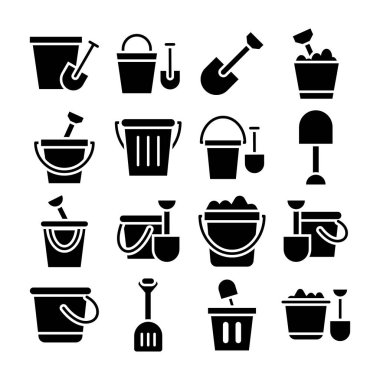 Plaj oyuncakları glif vektör Icon Set 