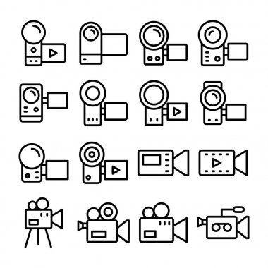 Video üretim hattı vektör simge kümesi