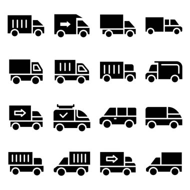 Taşıma glif vektör simge kümesi 