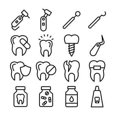 Set of Dental Care Line Vector Icon  clipart