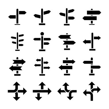 Guideposts glif vektör simge kümeleri