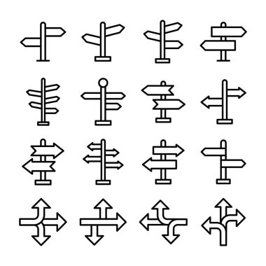 Guideposts çizgi vektör simge setleri