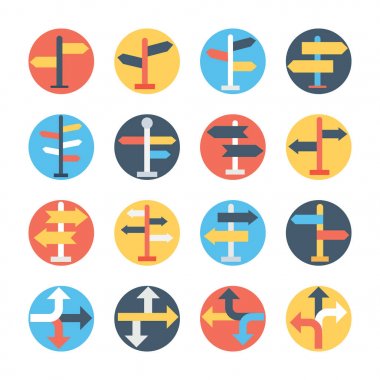 Guideposts dairesel renkli vektör simge setleri
