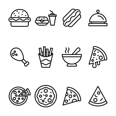 Gıda çizgi vektör simge kümesi