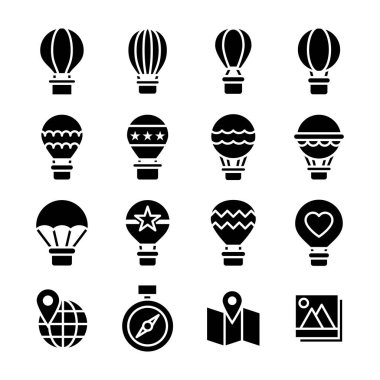 Seyahat hedef glif vektör simgeleri ayarla