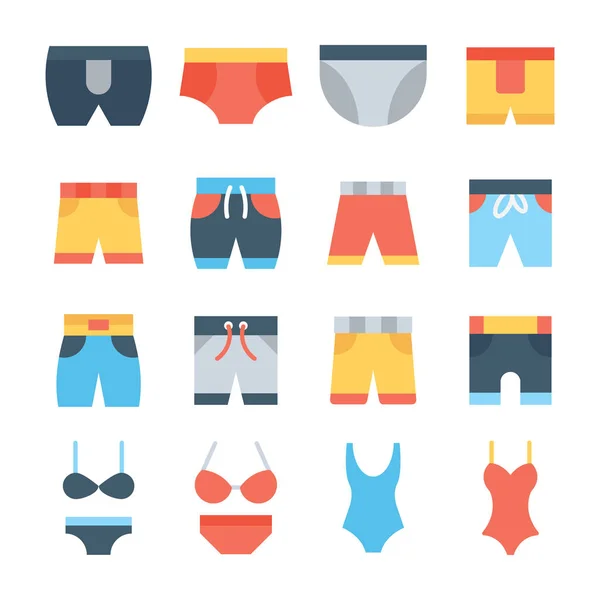 Ensemble d'icônes vectorielles couleur sous-vêtements — Image vectorielle