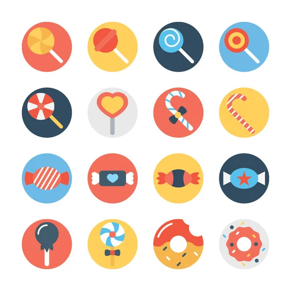 Set of Sweet and Bakers Circular Color Vector Icons — Stock Vector