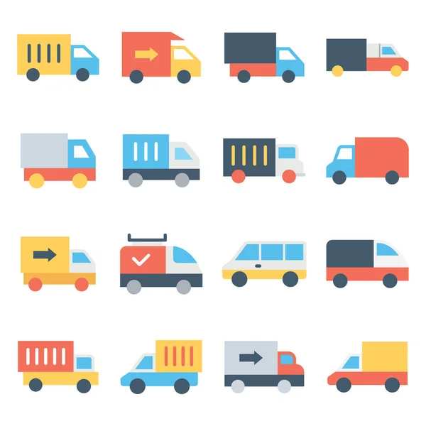 Conjunto de Transporte Color Vector Icono — Vector de stock