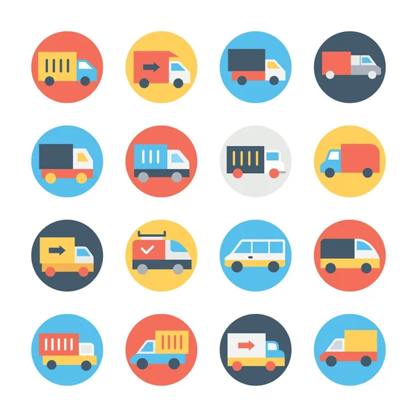 Conjunto de Transporte Circular Color Vector Icono — Vector de stock