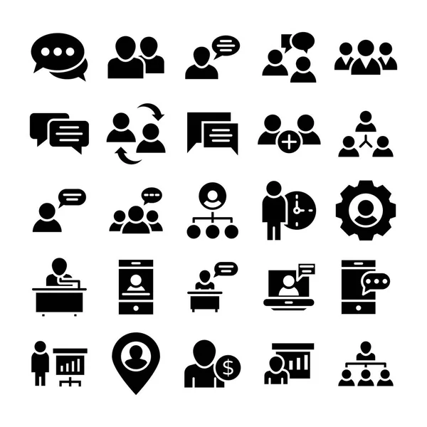 Conjunto de iconos vectoriales de glifos de comunicación — Vector de stock