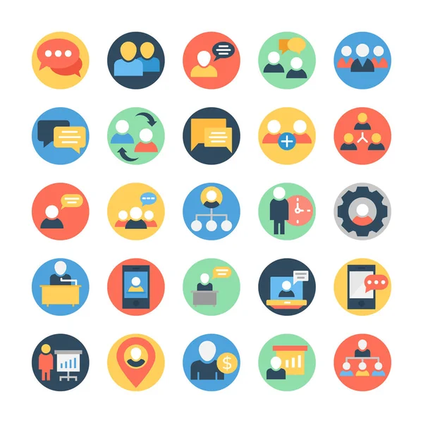 Serie di icone vettoriali colorate circolari di comunicazione — Vettoriale Stock