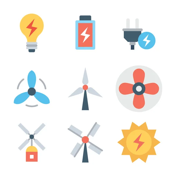 Ensemble d'icônes vectorielles colorées des ressources énergétiques — Image vectorielle
