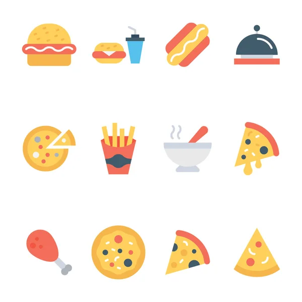 Uppsättning mat färgad vektor ikoner — Stock vektor