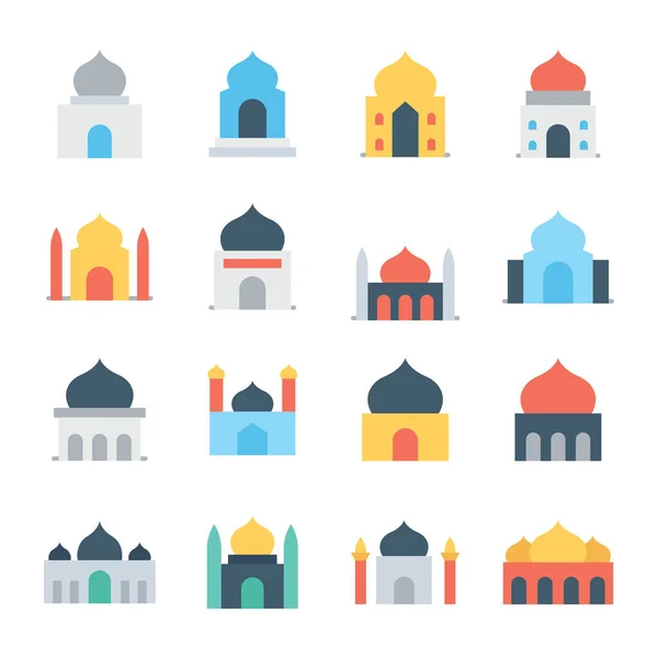 Set von Moscheen-Vektor-farbigen Symbolen — Stockvektor