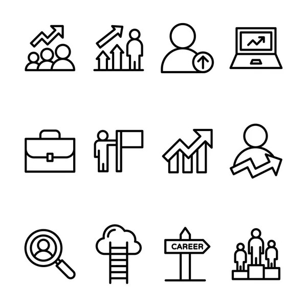 Conjunto de iconos de vectores de línea de éxito — Vector de stock