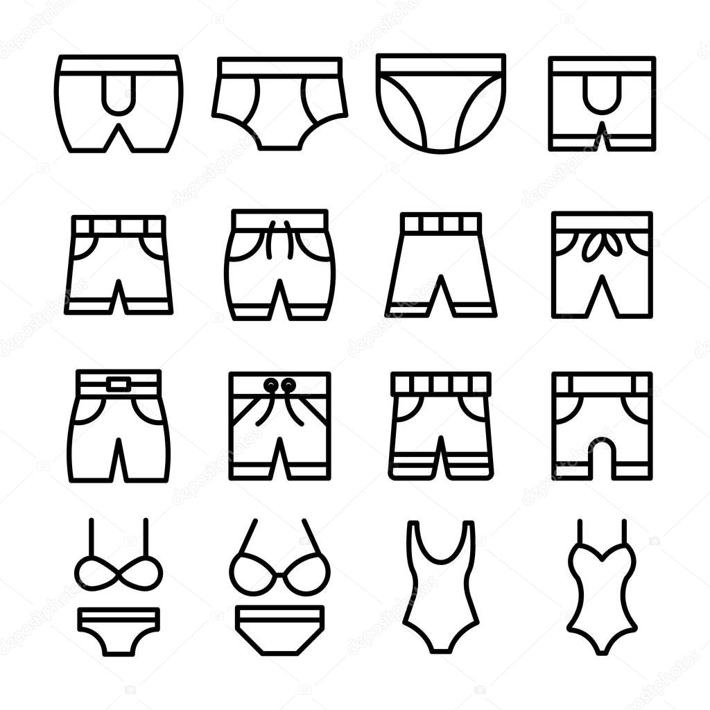 Undergarments Line Vector Icons Set 
