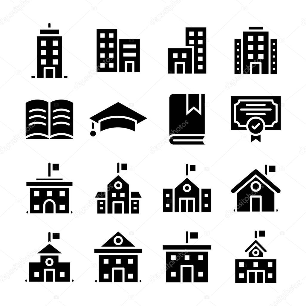 Education Glyphs Vector Icons Set