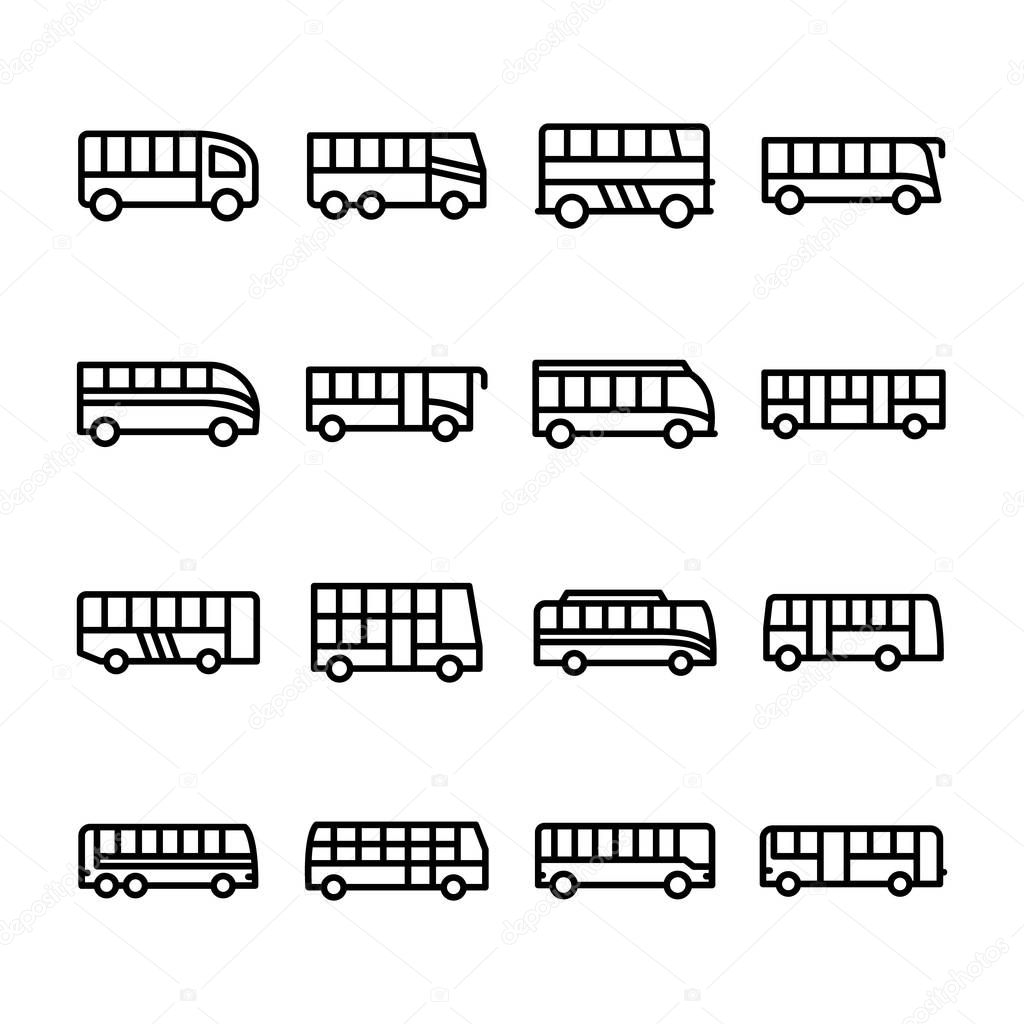 Transport Line Vector Icons Set
