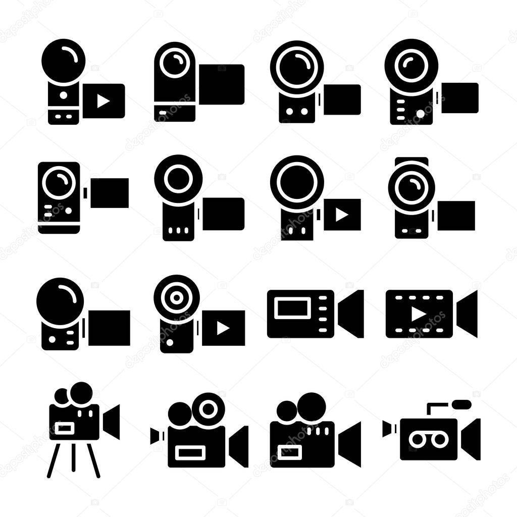 Set of Video Production Glyph Vector Icons