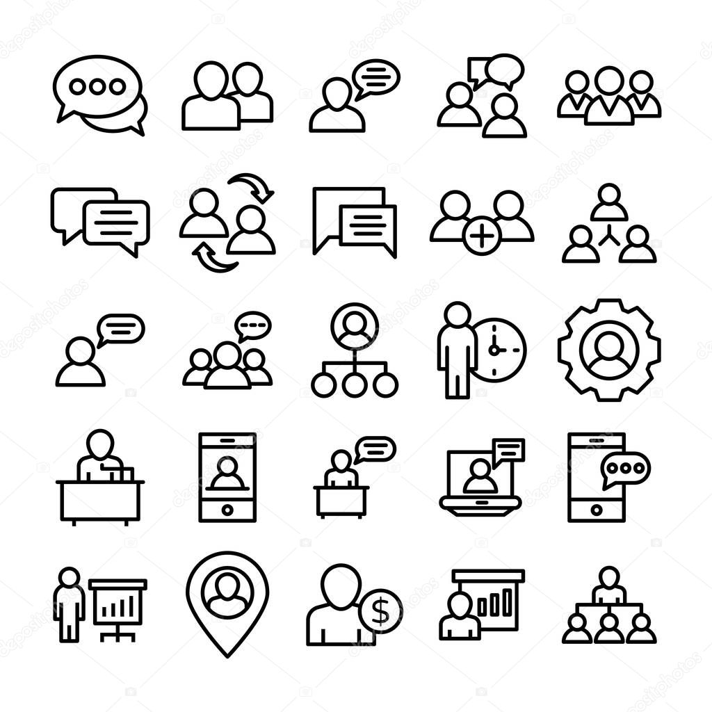 Set Of Communication Line Vector Icons