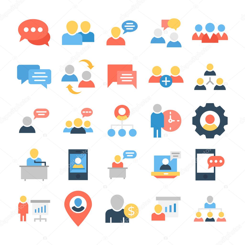 Set Of Communication Colored Vector Icons