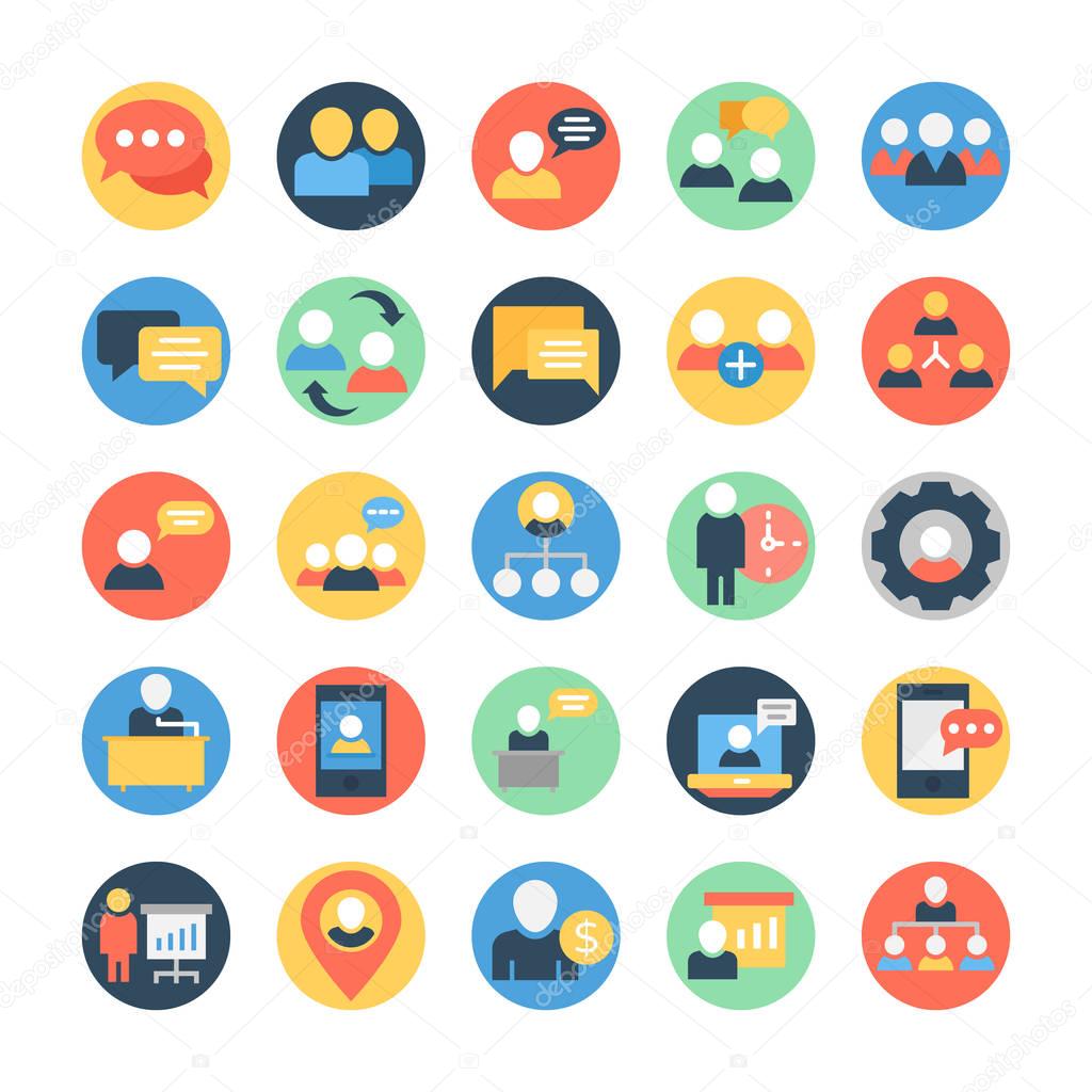 Set Of Communication Circular Colored Vector Icons