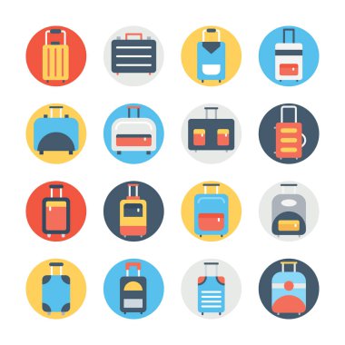 Vektör simgeler kümesi Bagaj dairesel renkte