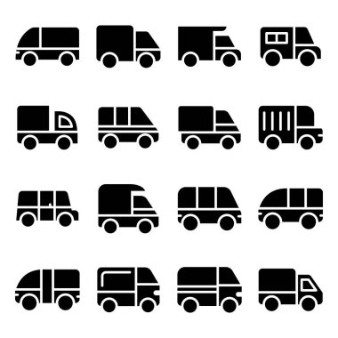 Taşıma glif vektör simge kümesi