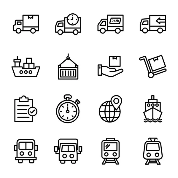 Logistieke levering lijn Vector Icons set — Stockvector