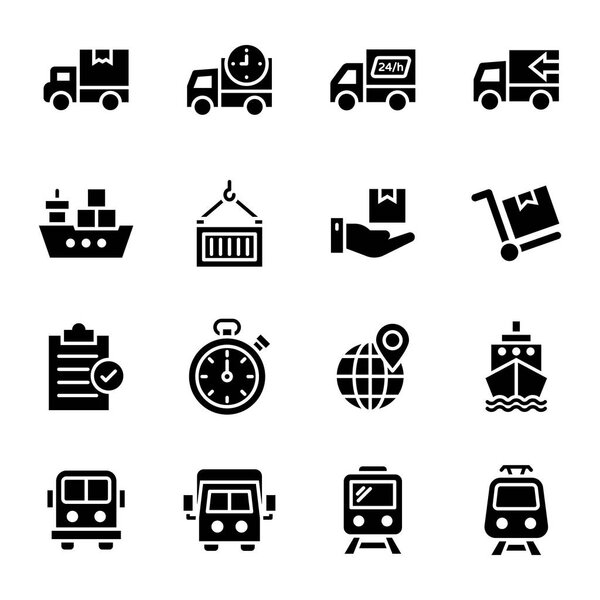 Set of Logistic Delivery Glyph Vector Icons