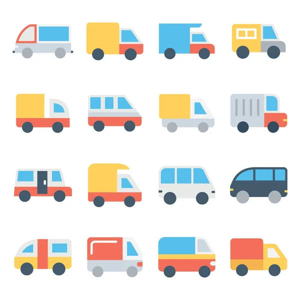 Set of Transport Colored Vector Icons — Stock Vector